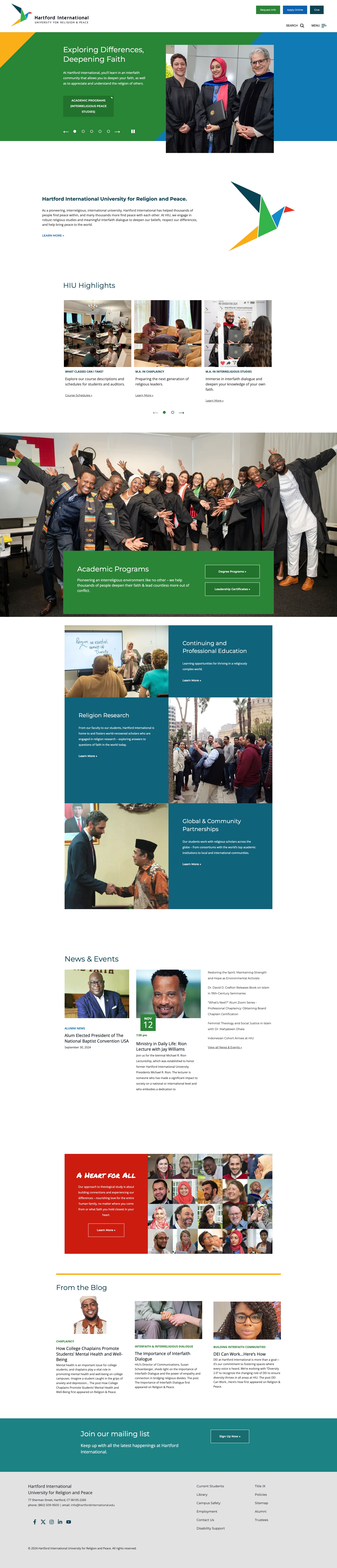 The new website homepage